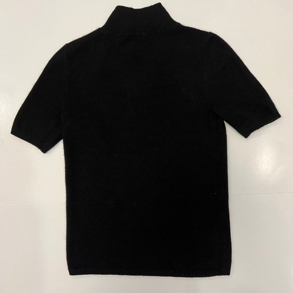 NEW! InCashmere 100% Cashmere Short Sleeve Mock Neck Sweater Black, Sz X/P- US 0 - Picture 7 of 16